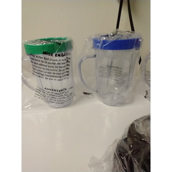 4 Magic Bullet Blender Mugs Cups With Rings & Lids Replacement Parts - Picture 2 of 6
